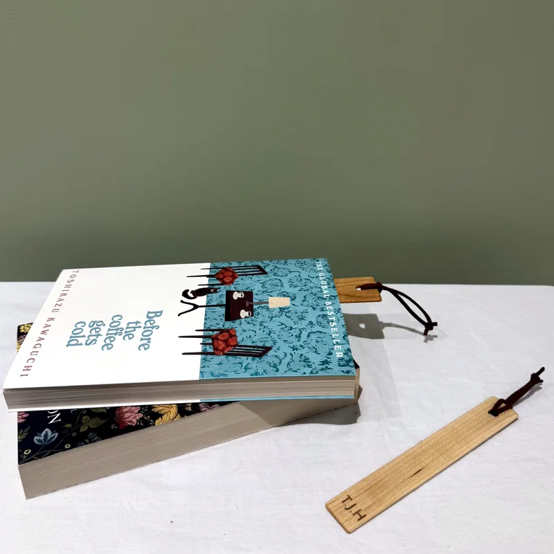 Bookmark, with a book