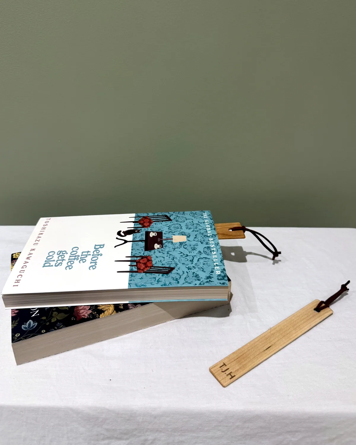 Bookmark, with a book