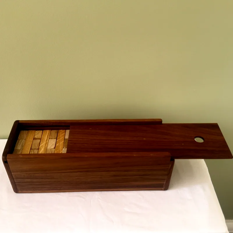 Oak Jenga with Walnut Box, open view