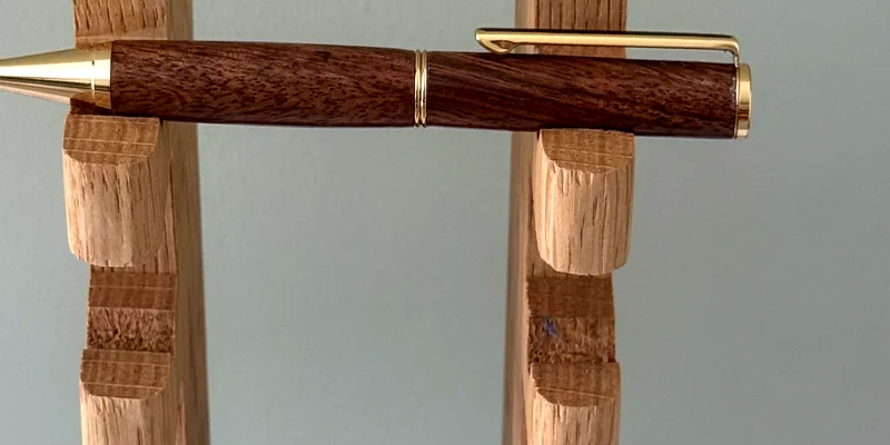 A hand-turned ballpoint pen in Tasmanian Blackwood