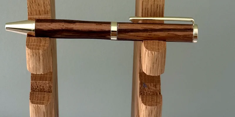 A hand-turned ballpoint pen in Zebrano